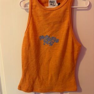 Princess Polly Orange Tank Top with Blue Logo